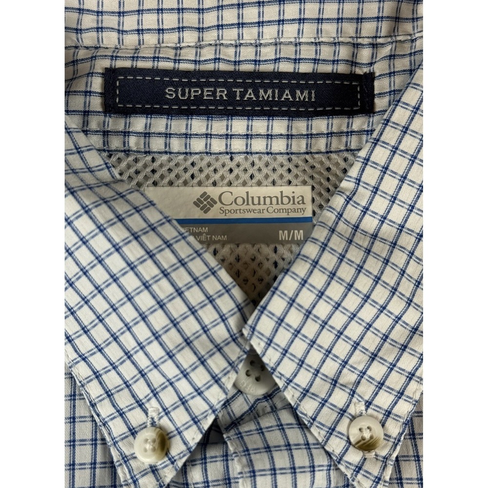 COLUMBIA PFG Super Tamiami Shirt Mens M Blue Check Florida Gators Fishing - Picture 4 of 13